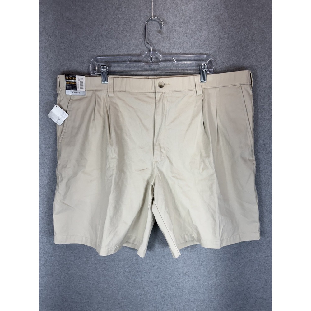 Cherokee Shorts Mens 42 Khaki Comfort Waist Pleated Casual‎ Ultimate Khaki NWT